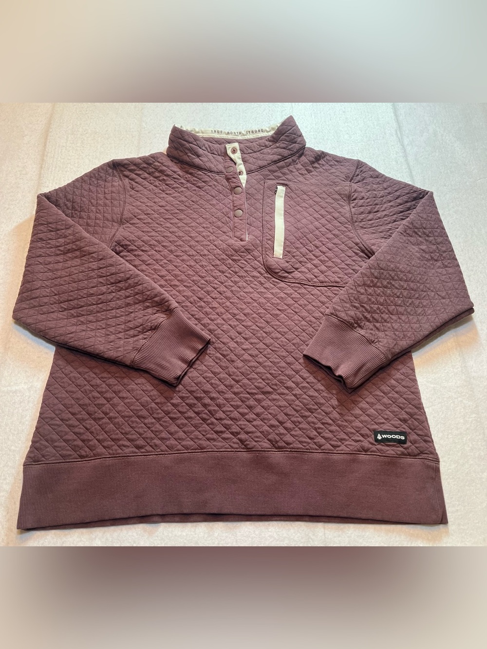 Woods Canada Women’s Farnham Quilted Pullover Sweatshirt,Huckleberry,XL